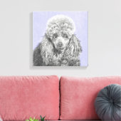 Poodle Miniature Speelgoed Silver Gray Blue Dog Ar Canvas Afdruk (Insitu (Woonkamer))