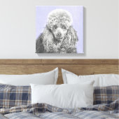 Poodle Miniature Speelgoed Silver Gray Blue Dog Ar Canvas Afdruk (Insitu (Slaapkamer))