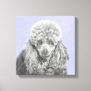 Poodle Miniature Speelgoed Silver Gray Blue Dog Ar Canvas Afdruk