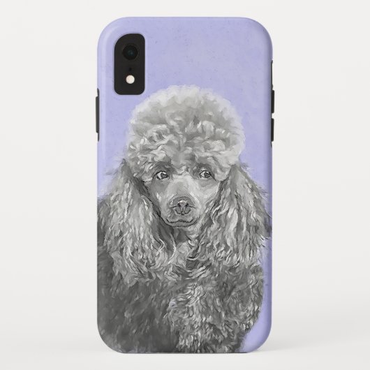 Poodle Miniature Speelgoed Silver Gray Blue Dog Ar Case-Mate iPhone Case (Achterkant)
