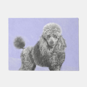 Poodle Miniature Speelgoed Silver Gray Blue Dog Ar Deurmat