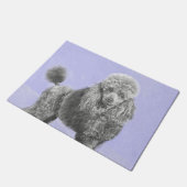 Poodle Miniature Speelgoed Silver Gray Blue Dog Ar Deurmat (Schuin)