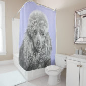 Poodle Miniature Speelgoed Silver Gray Blue Dog Ar Douchegordijn (In situ)