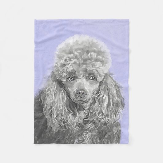 Poodle Miniature Speelgoed Silver Gray Blue Dog Ar Fleece Deken (Voorkant)