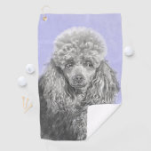 Poodle Miniature Speelgoed Silver Gray Blue Dog Ar Golfhanddoek (Insitu)