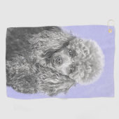 Poodle Miniature Speelgoed Silver Gray Blue Dog Ar Golfhanddoek (Horizontaal)