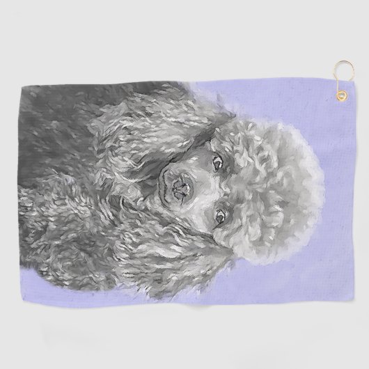 Poodle Miniature Speelgoed Silver Gray Blue Dog Ar Golfhanddoek (Horizontaal)