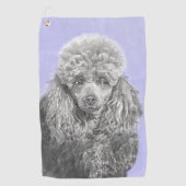 Poodle Miniature Speelgoed Silver Gray Blue Dog Ar Golfhanddoek (Voorkant)