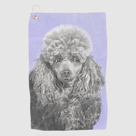 Poodle Miniature Speelgoed Silver Gray Blue Dog Ar Golfhanddoek (Voorkant)