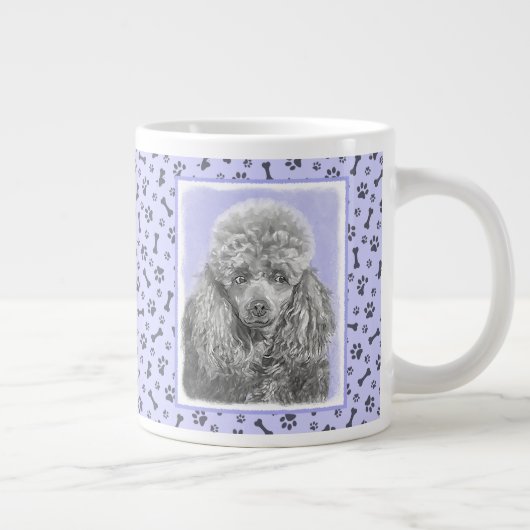 Poodle Miniature Speelgoed Silver Gray Blue Dog Ar Grote Koffiekop (Rechts)