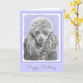 Poodle Miniature Speelgoed Silver Gray Blue Dog Ar Kaart (Gele Bloem)