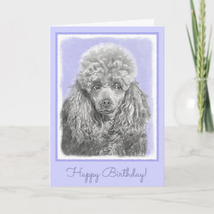 Poodle Miniature Speelgoed Silver Gray Blue Dog Ar Kaart