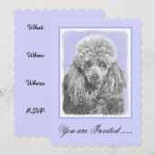 Poodle Miniature Speelgoed Silver Gray Blue Dog Ar Kaart (Voorkant / Achterkant)