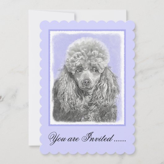 Poodle Miniature Speelgoed Silver Gray Blue Dog Ar Kaart (Voorkant)