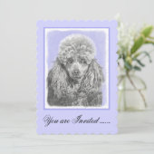 Poodle Miniature Speelgoed Silver Gray Blue Dog Ar Kaart (Staand voorkant)