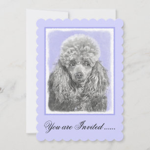Poodle Miniature Speelgoed Silver Gray Blue Dog Ar Kaart