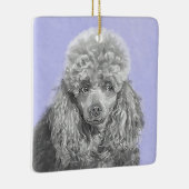 Poodle Miniature Speelgoed Silver Gray Blue Dog Ar Keramisch Ornament (Rechts)