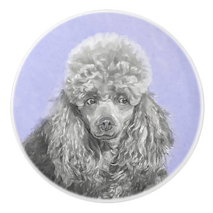 Poodle Miniature Speelgoed Silver Gray Blue Dog Ar Keramische Knop
