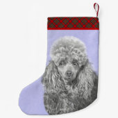 Poodle Miniature Speelgoed Silver Gray Blue Dog Ar Kleine Kerstsok (Achterkant)