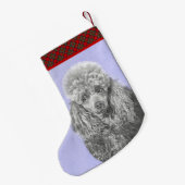 Poodle Miniature Speelgoed Silver Gray Blue Dog Ar Kleine Kerstsok (Achterkant (Hangend))