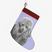 Poodle Miniature Speelgoed Silver Gray Blue Dog Ar Kleine Kerstsok (Voorkant (Hangend))