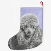 Poodle Miniature Speelgoed Silver Gray Blue Dog Ar Kleine Kerstsok (Achterkant)