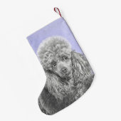 Poodle Miniature Speelgoed Silver Gray Blue Dog Ar Kleine Kerstsok (Achterkant (Hangend))
