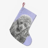 Poodle Miniature Speelgoed Silver Gray Blue Dog Ar Kleine Kerstsok (Voorkant (Hangend))