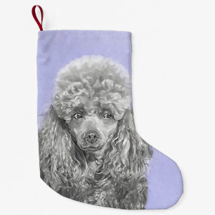 Poodle Miniature Speelgoed Silver Gray Blue Dog Ar Kleine Kerstsok