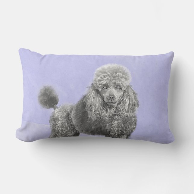 Poodle Miniature Speelgoed Silver Gray Blue Dog Ar Kussen (Voorkant)