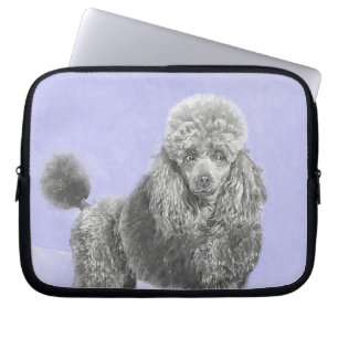 Poodle Miniature Speelgoed Silver Gray Blue Dog Ar Laptop Sleeve