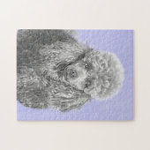 Poodle Miniature Speelgoed Silver Gray Blue Dog Ar Legpuzzel (Horizontaal)