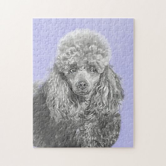 Poodle Miniature Speelgoed Silver Gray Blue Dog Ar Legpuzzel (Verticaal)