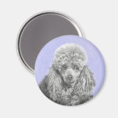 Poodle Miniature Speelgoed Silver Gray Blue Dog Ar Magneet (Voorkant / Achterkant)