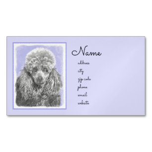 Poodle Miniature Speelgoed Silver Gray Blue Dog Ar Magnetisch Visitekaartje