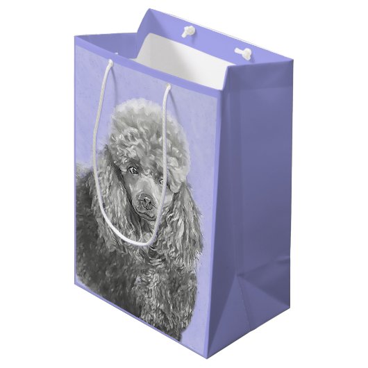 Poodle Miniature Speelgoed Silver Gray Blue Dog Ar Medium Cadeauzakje (Voorkant Gekanteld)