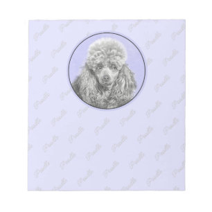 Poodle Miniature Speelgoed Silver Gray Blue Dog Ar Notitieblok