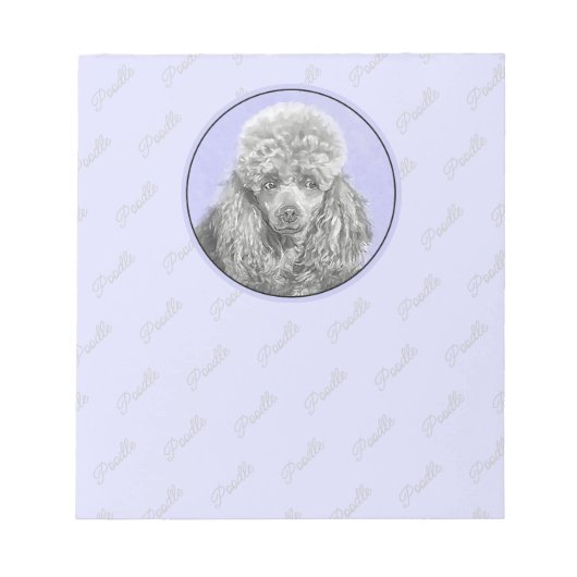 Poodle Miniature Speelgoed Silver Gray Blue Dog Ar Notitieblok (Voorkant)