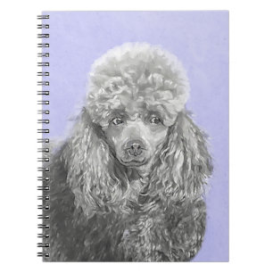 Poodle Miniature Speelgoed Silver Gray Blue Dog Ar Notitieboek