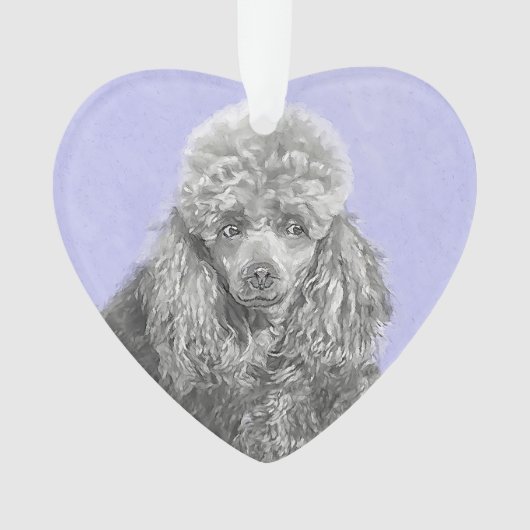 Poodle Miniature Speelgoed Silver Gray Blue Dog Ar Ornament (voorkant)