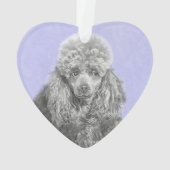 Poodle Miniature Speelgoed Silver Gray Blue Dog Ar Ornament (achterkant)