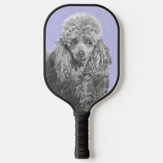 Poodle Miniature Speelgoed Silver Gray Blue Dog Ar Pickleball Paddle (Voorkant)