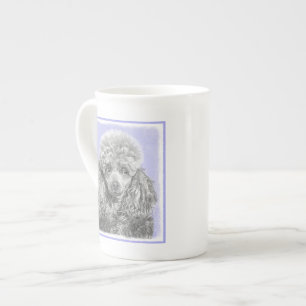 Poodle Miniature Speelgoed Silver Gray Blue Dog Ar Porselein Kop