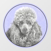 Poodle Miniature Speelgoed Silver Gray Blue Dog Ar Raamsticker (Vel)