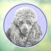 Poodle Miniature Speelgoed Silver Gray Blue Dog Ar Raamsticker (Vel 3)