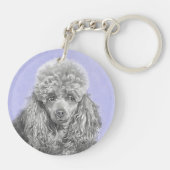 Poodle Miniature Speelgoed Silver Gray Blue Dog Ar Sleutelhanger (Achterkant)