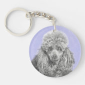 Poodle Miniature Speelgoed Silver Gray Blue Dog Ar Sleutelhanger (Voorkant)