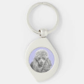 Poodle Miniature Speelgoed Silver Gray Blue Dog Ar Sleutelhanger (Voorkant)