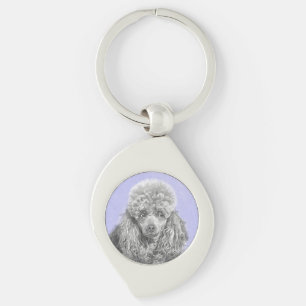 Poodle Miniature Speelgoed Silver Gray Blue Dog Ar Sleutelhanger