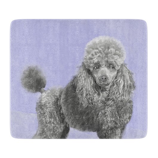 Poodle Miniature Speelgoed Silver Gray Blue Dog Ar Snijplank (Voorkant)